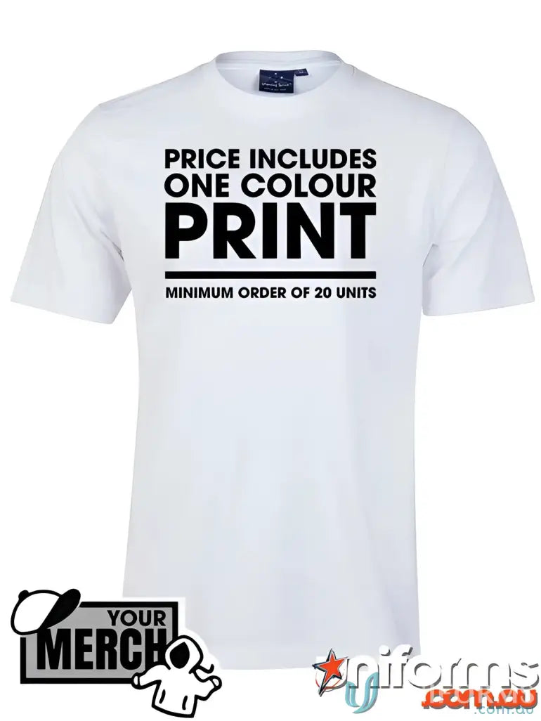 White T-shirt from MOQ25 Printed Youth Tee made of comfy combed cotton workwear