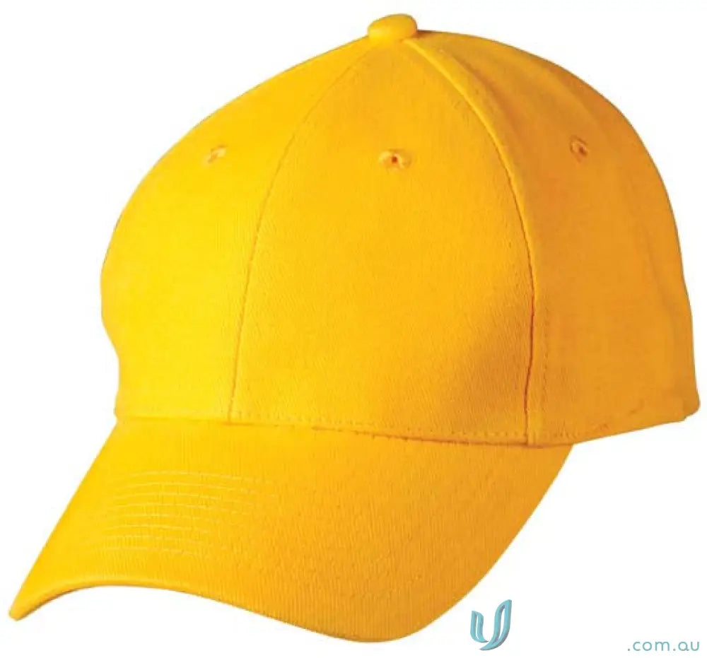 Yellow baseball cap made of heavy brushed cotton with embroidery, price includes embroidery
