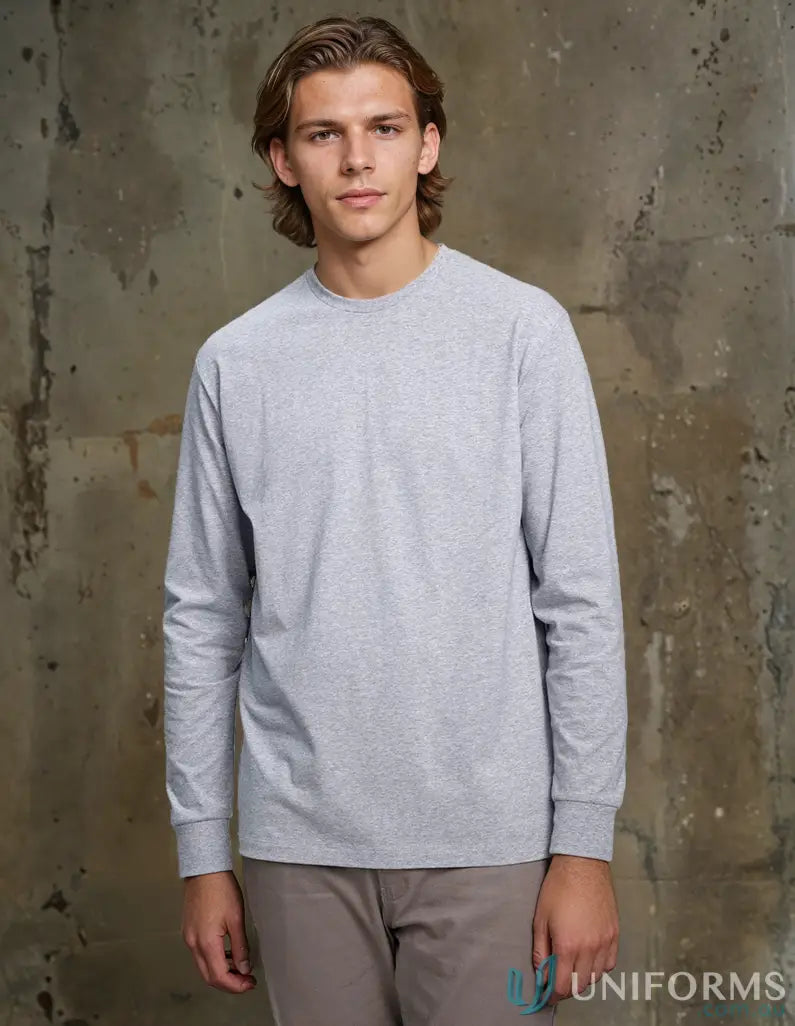 Gray long-sleeved shirt from the Mornington LS Tee collection made with ultimate cotton