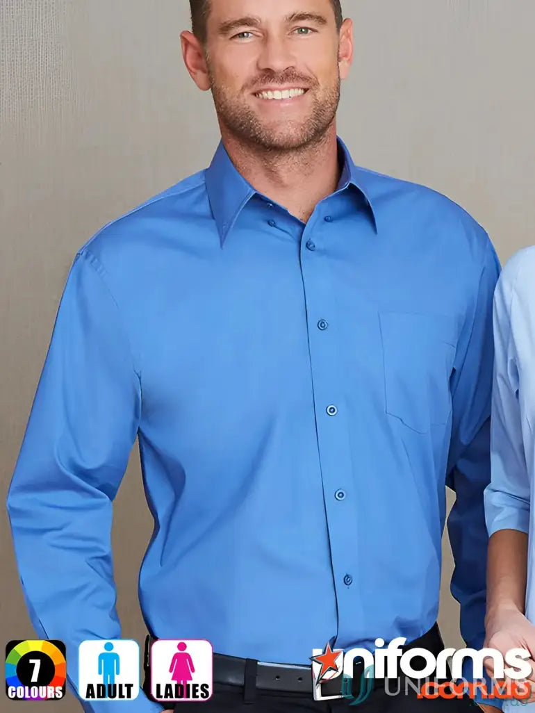 Blue long-sleeved Nano LS Shirt perfect for workwear and uniforms