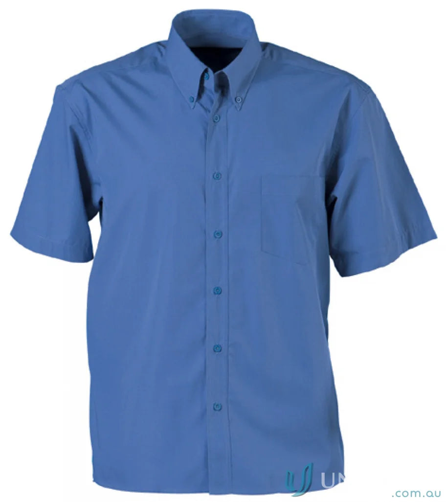 Blue Nano SS shirt, professional short-sleeve button-down shirt for men