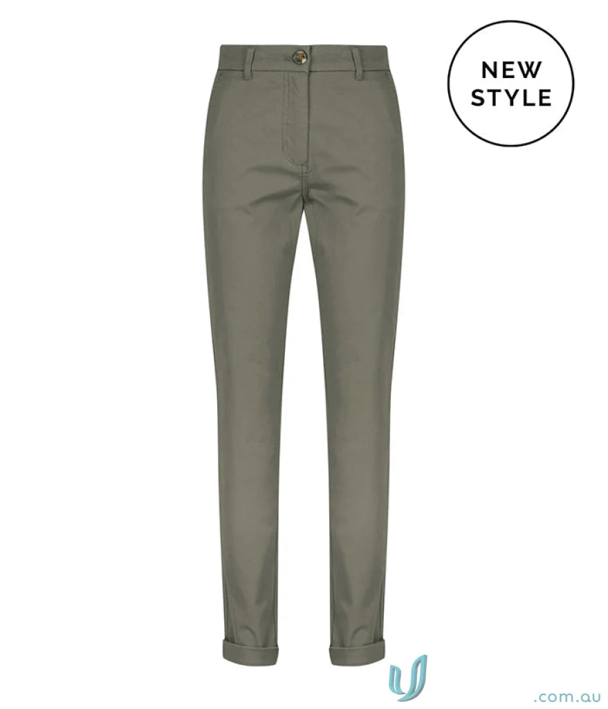 Olive green women’s modern chino pant with tapered leg from Napier Womens Modern Chino collection