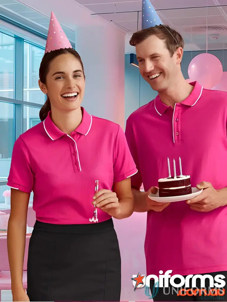 Matching pink polo shirts from NBCF Ladies Pink for bizcare women’s pink style