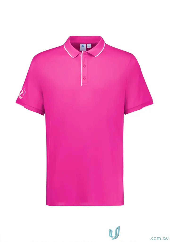 NBCF Pink Polo bright pink shirt with white trim, perfect for bizcare men’s pink short