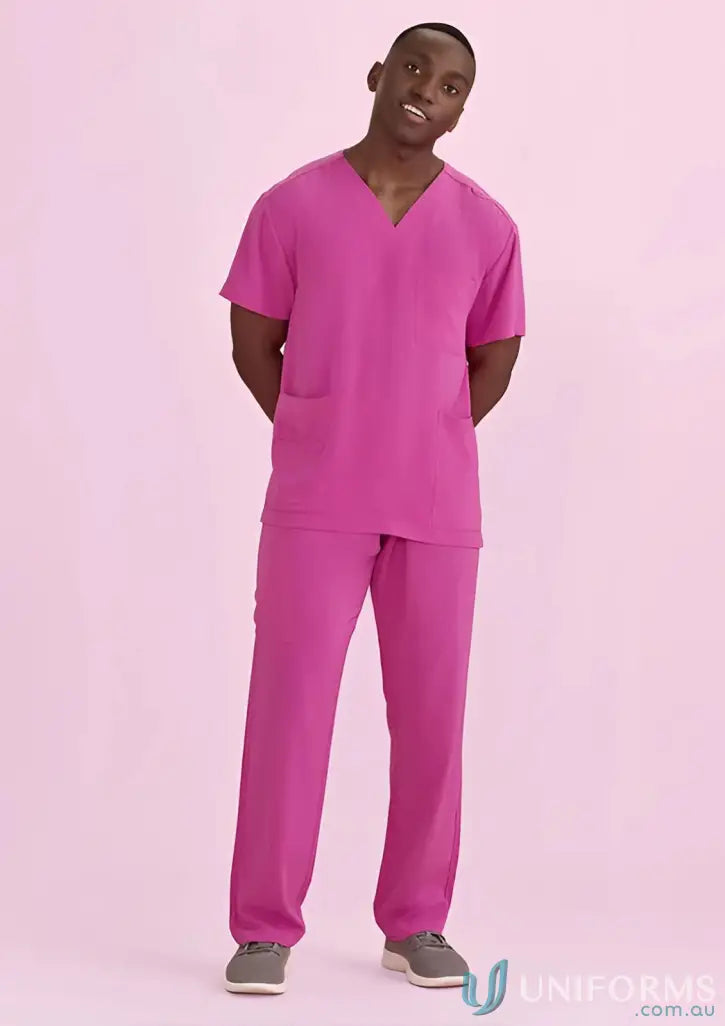 Magenta scrub suit from NBCF Unisex Pink V-Neck Scrub Top, style cst250us