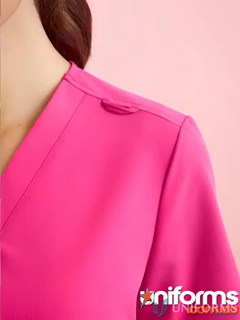 Pink V-Neck Scrub Top for Women from Bizcare in Pink – Work Confidently at NBCF