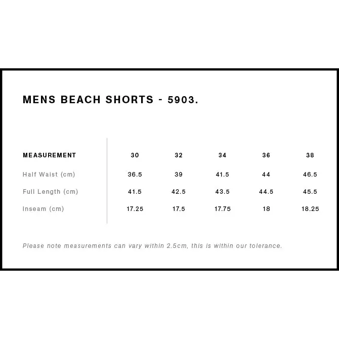 Nemesis Beach Shorts in black and white striped fabric with elastic waistband