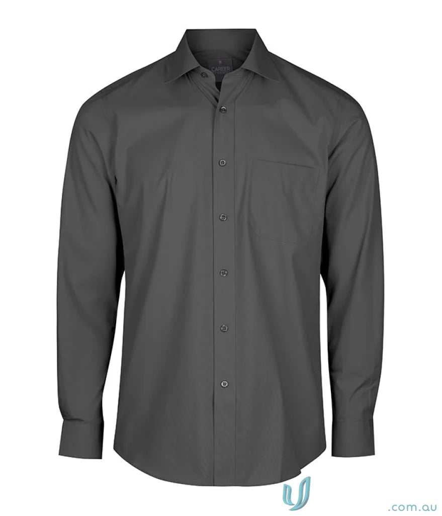 Gray Nicholson Premium Poplin LS Shirt with contemporary fit and long-sleeve poplin style