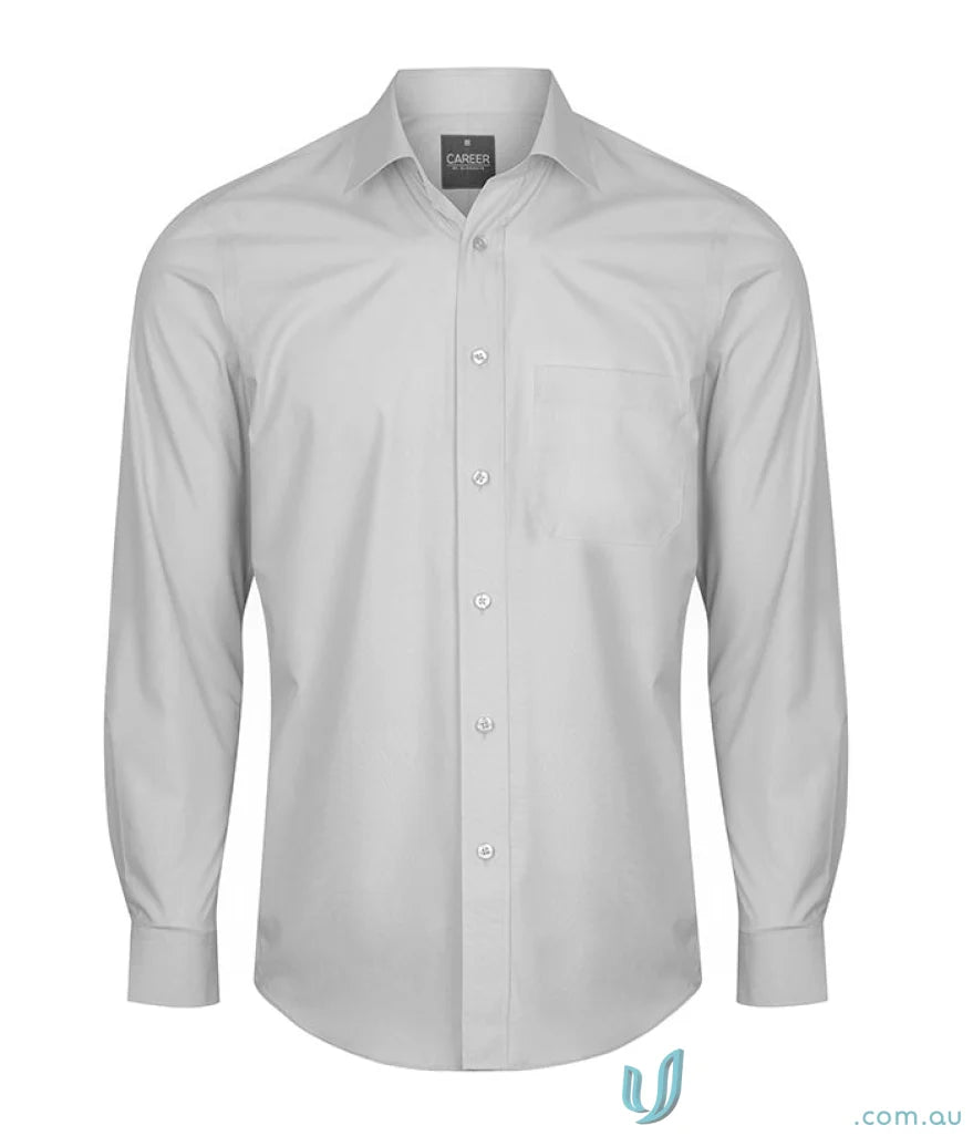 Gray Nicholson Premium Poplin LS Shirt with contemporary fit and poplin long sleeve design