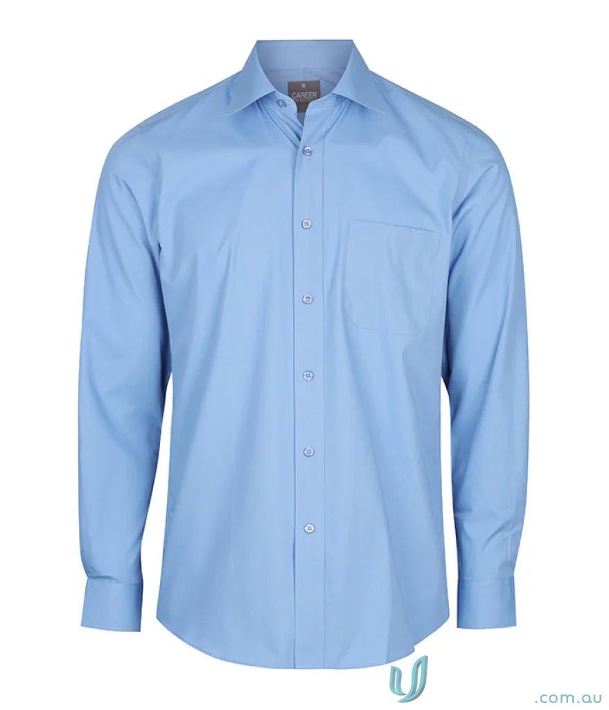 Light blue Nicholson Premium Poplin LS Shirt with a contemporary fit and long sleeves