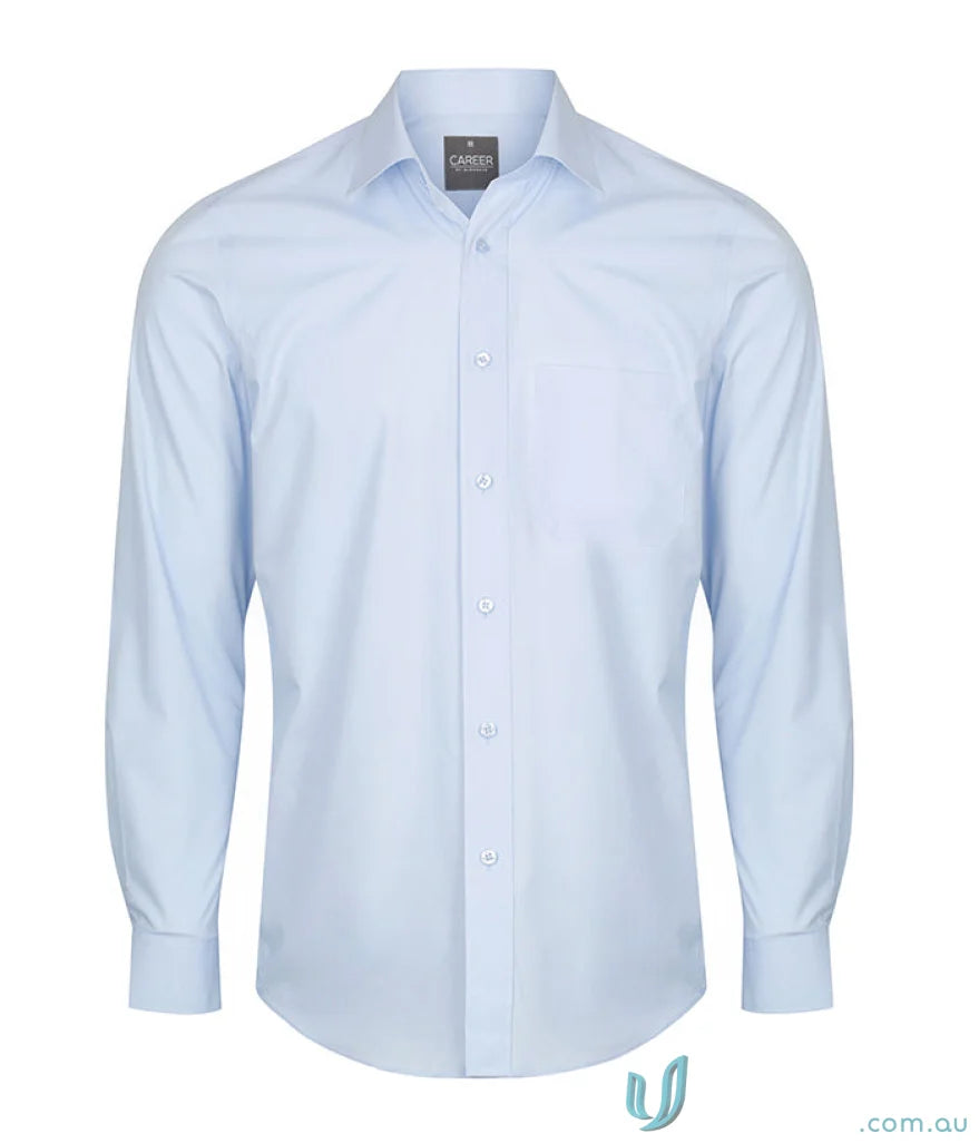 Light blue Nicholson Premium Poplin LS Shirt with contemporary fit and poplin long sleeve