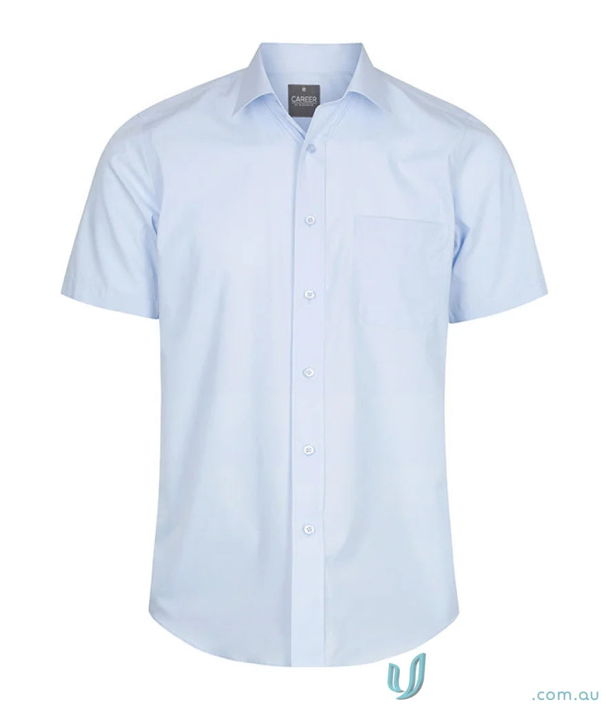 Light blue Nicholson Premium Poplin SS Shirt showcases classic style and comfort