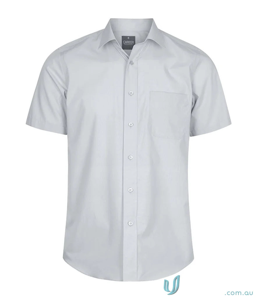 Nicholson Premium Poplin SS Shirt in gray short-sleeved dress shirt style