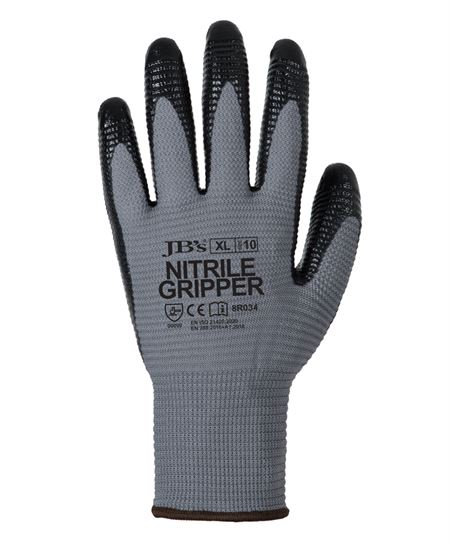 JB's Nitrile Gripper Work Gloves (12 Pack) - EN 388 Certified Safety