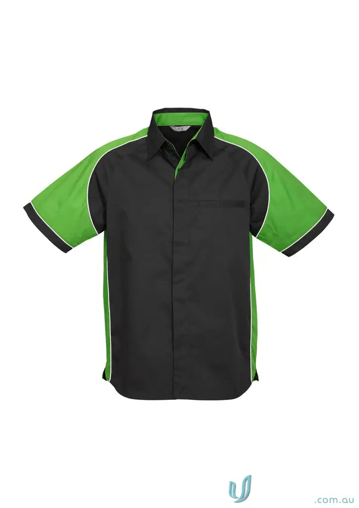 Black and green Nitro Contrast Panel Shirt with cool contrast panel design
