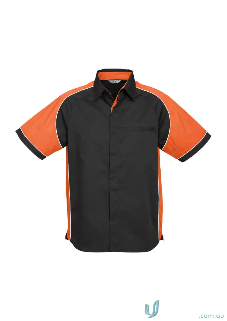 Black and orange Nitro Contrast Panel Shirt, a stylish contrast panel shirt for summer