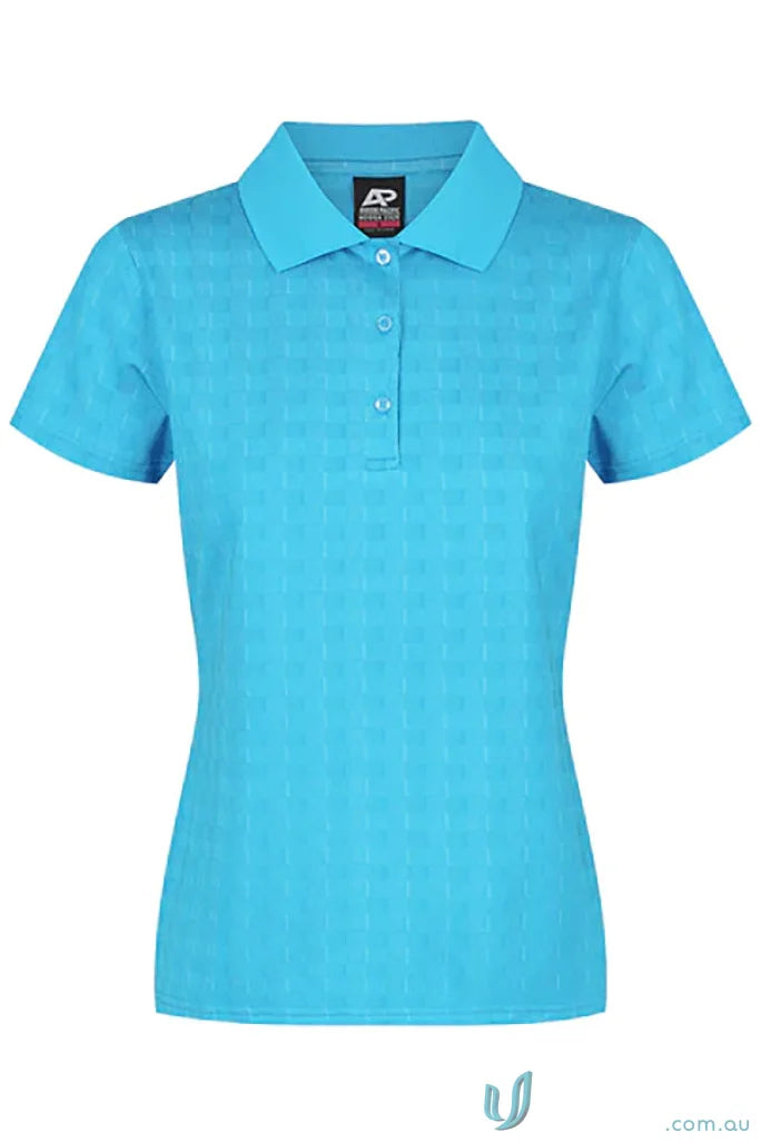 Noosa Lady Polo in bright blue, made from recycled planet fabric polo for women