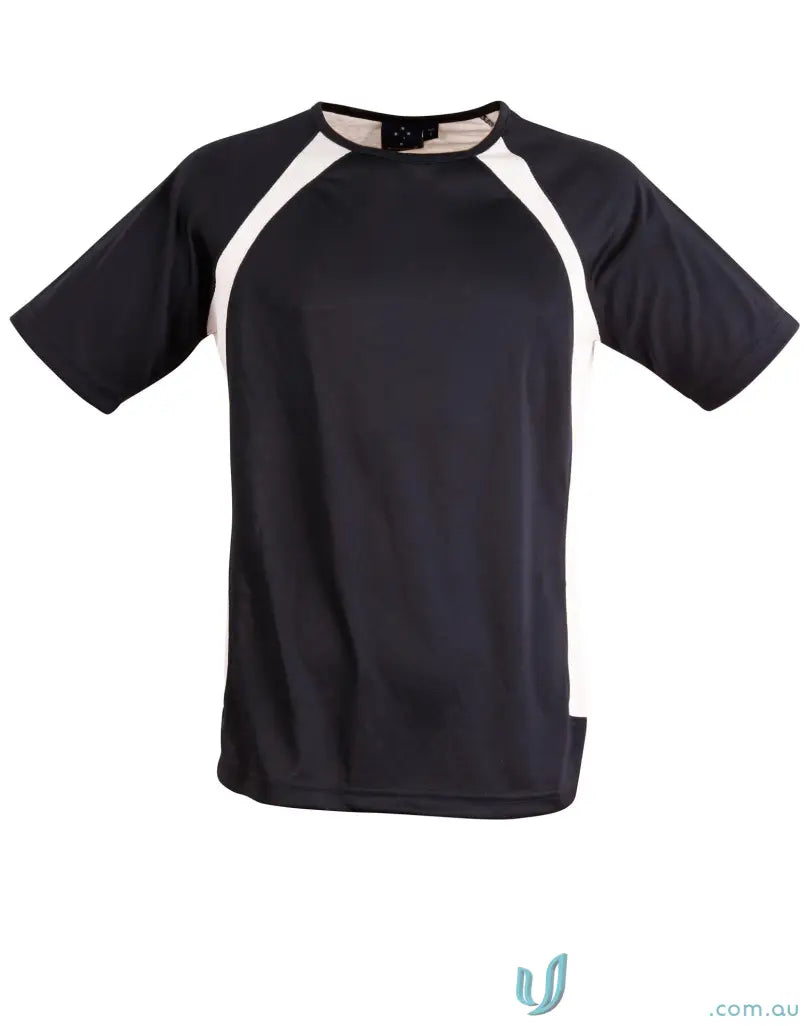 Black and white raglan T-shirt from Sprint Tee, perfect for workwear and uniforms