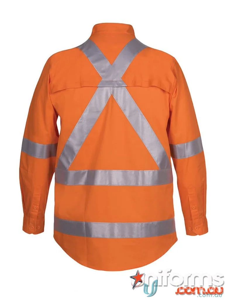 Orange high-vis workwear shirt from NSW/QLD Rail X-Back work uniforms collection