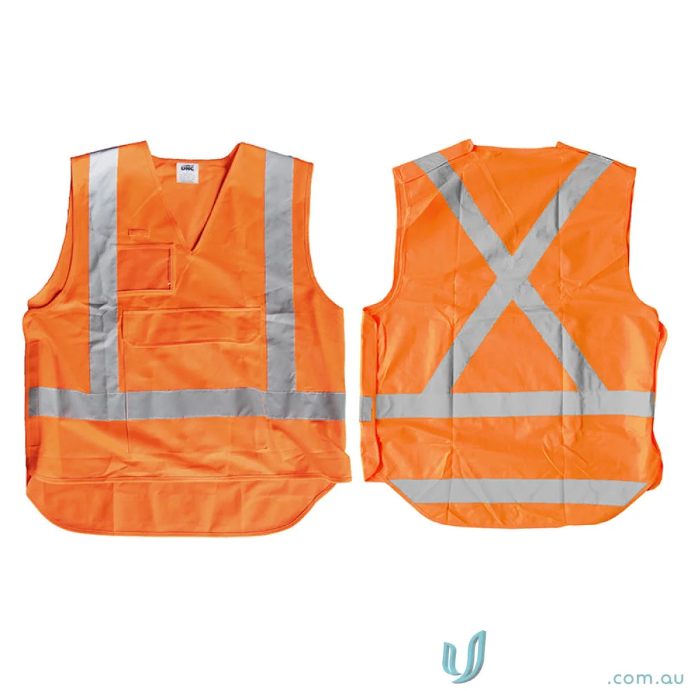 Orange reflective safety vest with chest ID loop and polyester hivis fabric for NSW Rail Detachable