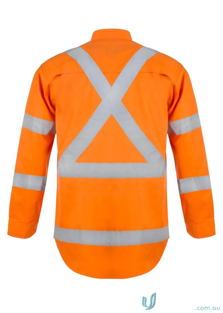 Orange NSW Rail Hivis reflective shirt with stripes for rail industry workers