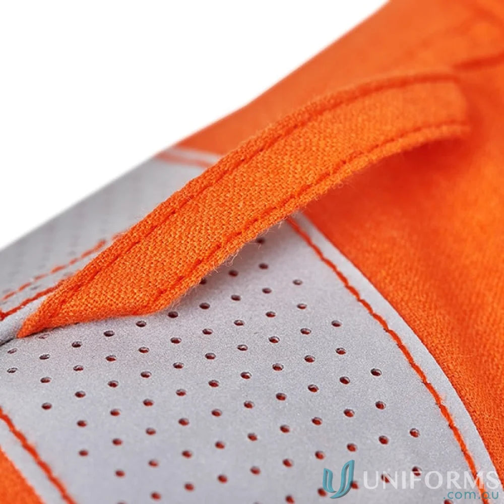 Orange NSW Rail shirt with perforated reflective tape and twin needle stitching