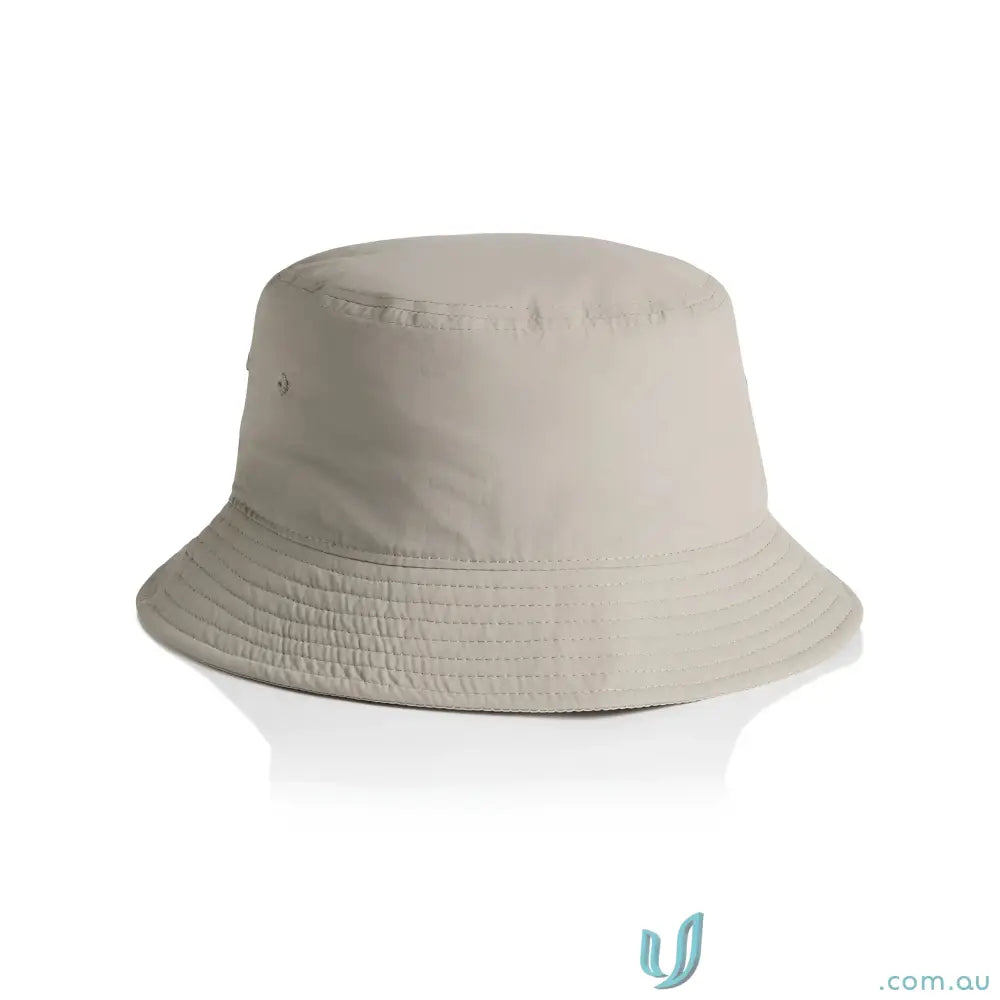 Light beige nylon bucket hat made of quick-dry recycled nylon fabric for unisex wear