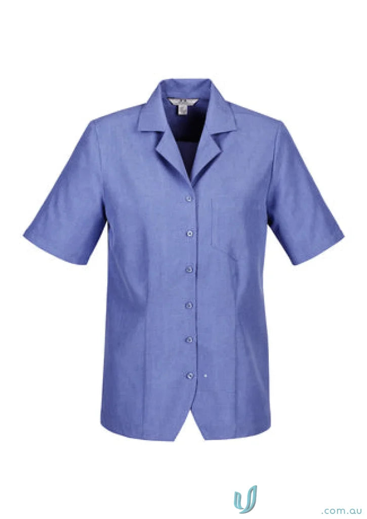 Blue short-sleeved Oasis Plain Overblouse made with biz ComfortCool fabric from Collection Oasis Plain