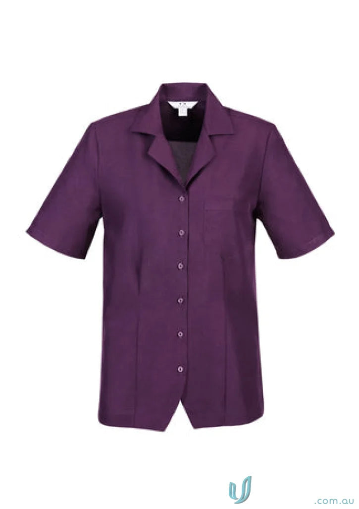 Purple short-sleeved Oasis Plain Overblouse made with Biz ComfortCool™ fabric