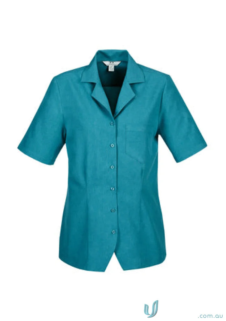 Teal short-sleeved oasis plain overblouse made with biz comfortcool™ fabric from Collection Oasis Plain