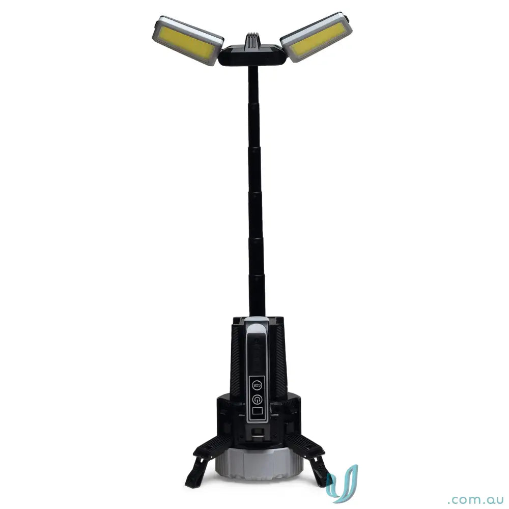 OptiBeam COB LED work light with adjustable tripod and black steel grey finish