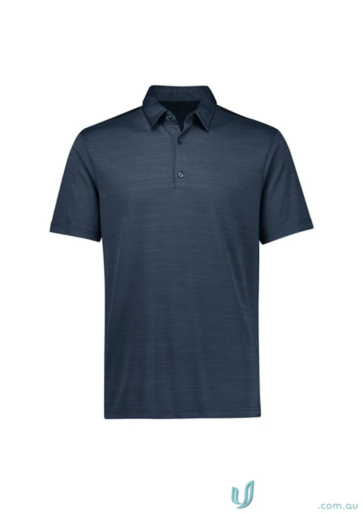 Dark blue Orbit Polo shirt made from certified recycled polyester, short sleeve style, P410MS