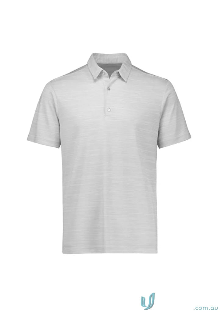 Gray Orbit Polo short sleeve shirt made with P410MS certified recycled polyester