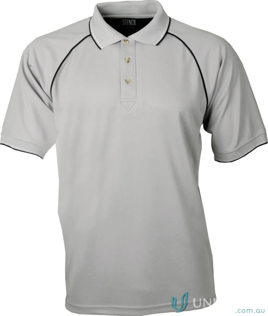 Gray polo shirt with black trim from Original Cool Dry collection for a sleek look