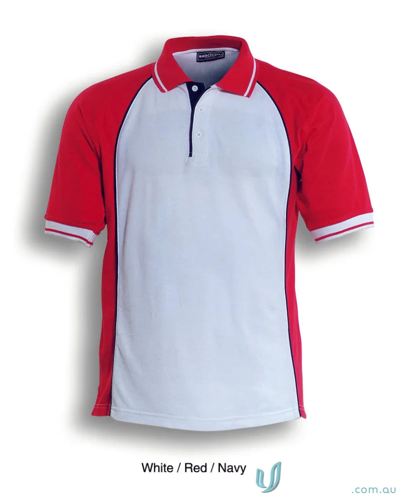 Red and white Panel Polo shirt ideal for uniforms and workwear scenes