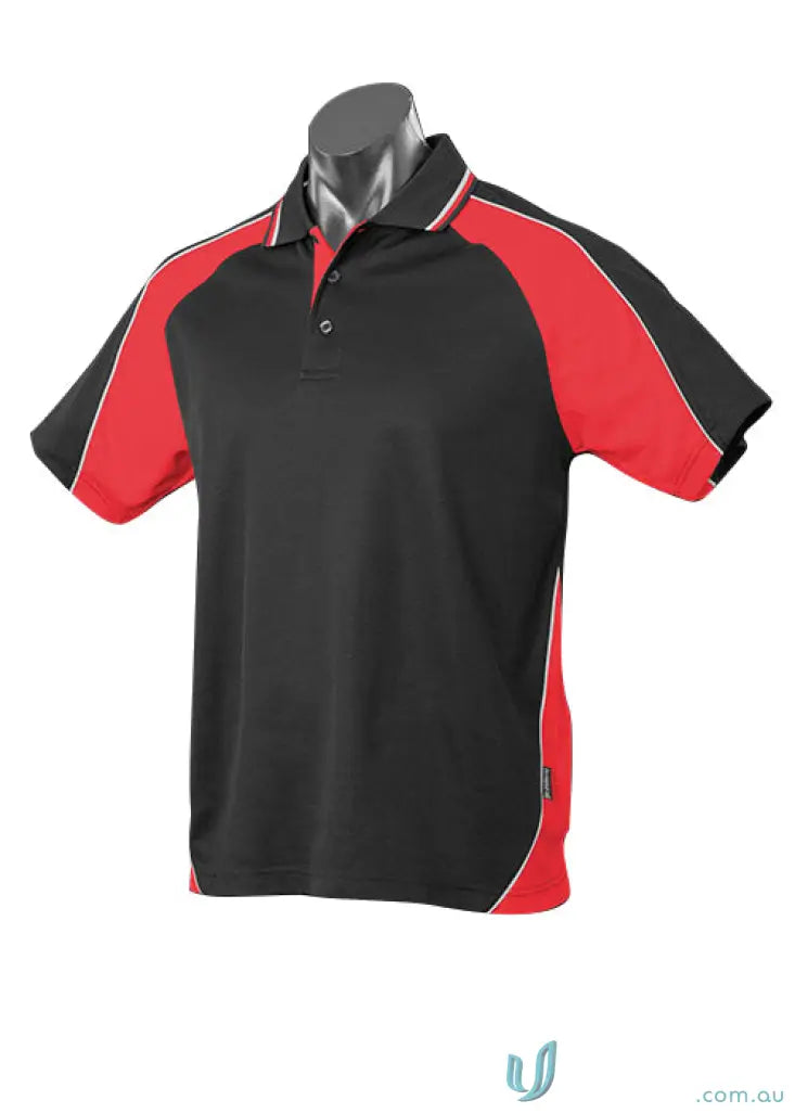 Black and red Panorama Polo shirt, stylish workwear for uniforms or casual wear