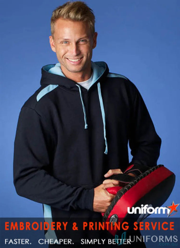 Navy blue Paterson Hoodie with light blue accents, perfect for workwear or uniforms