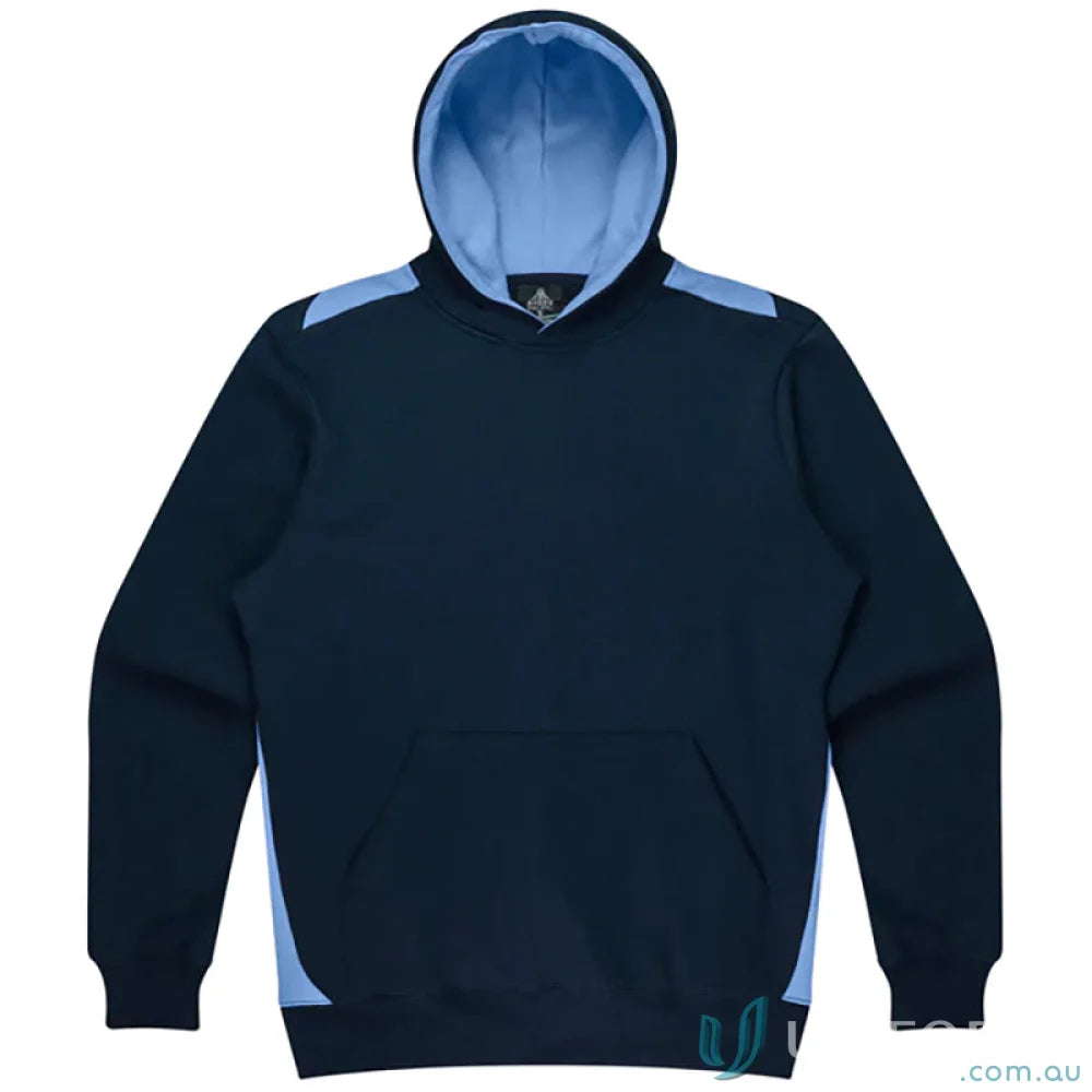 Navy and light blue Paterson Kids Hoodie with contrast panel work, soft brushed fabric