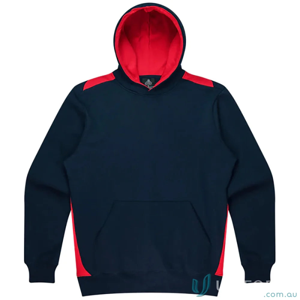 Kids Navy and Red Hooded Sweatshirt with contrast panel work, soft brushed fabric