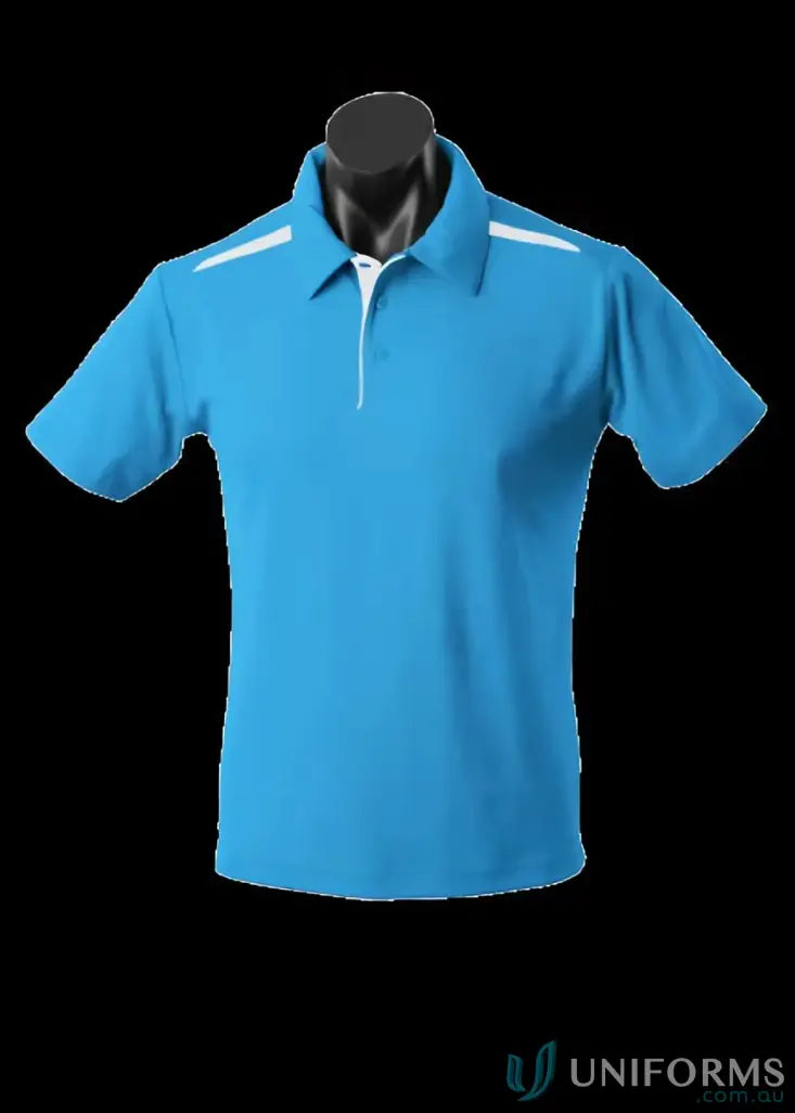 Blue Paterson Polo shirt with white accents made of comfortable fabric for uniforms or workwear