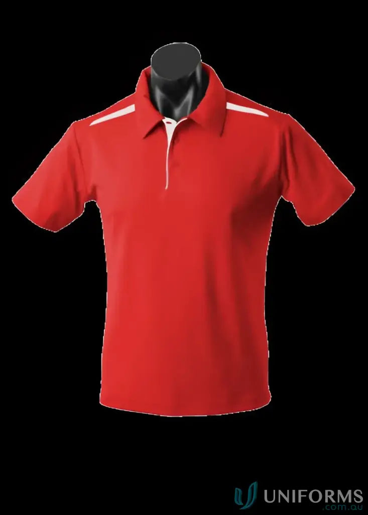 Red Paterson Polo shirt with white accents ideal for uniforms and workwear comfort