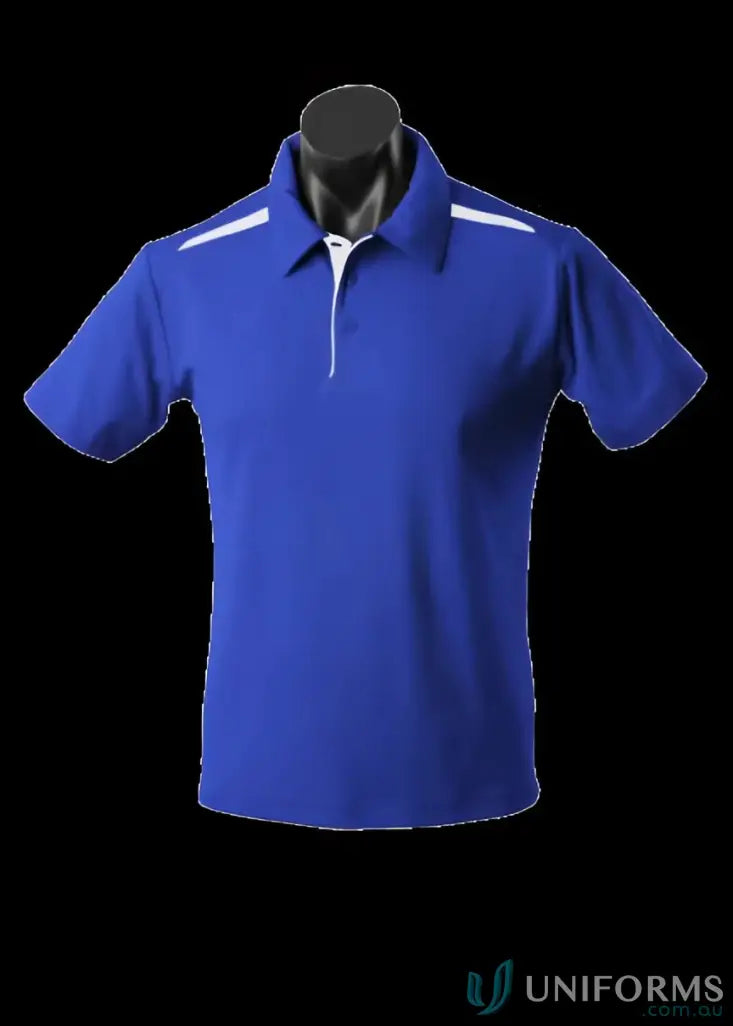 Blue Paterson Polo shirt with white accents, perfect for workwear and uniforms