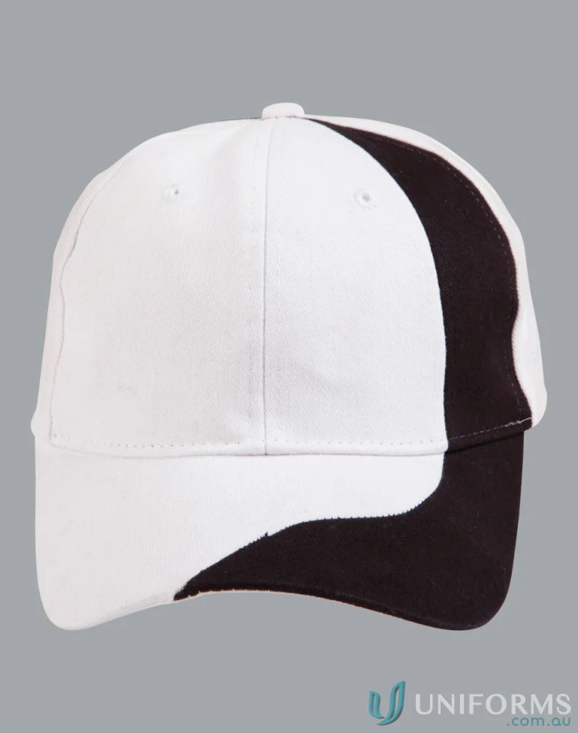 Peak Crown Contrast Cap with black white and red white two-tone design for style