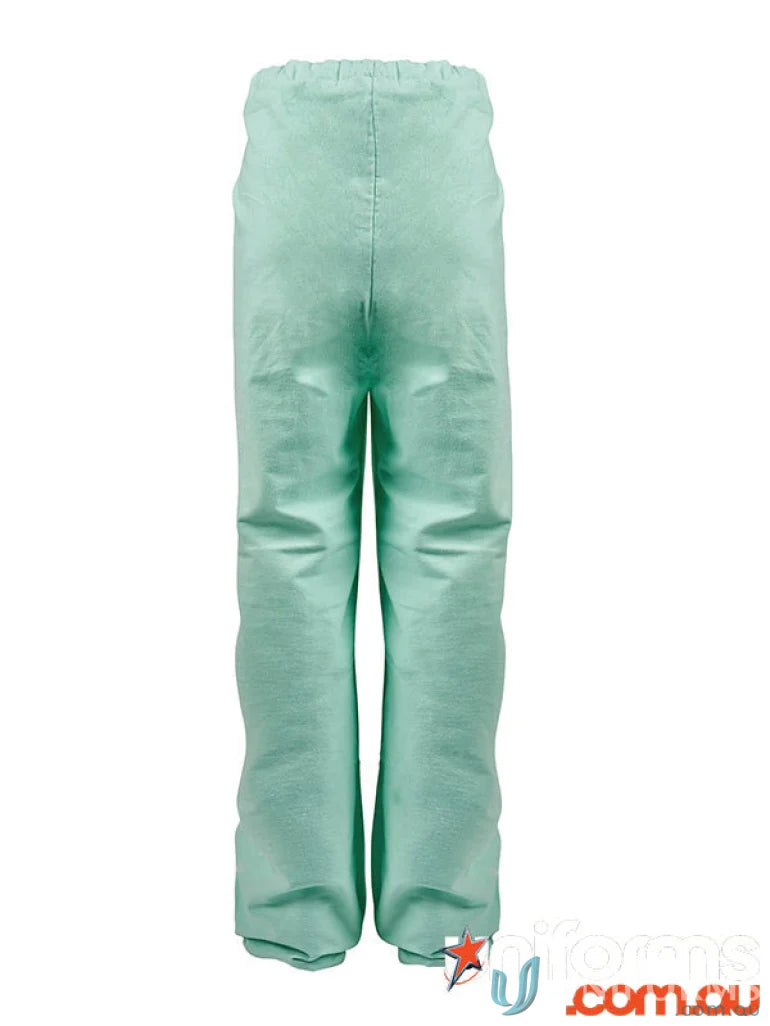 Light green unisex scrub pants with pant drawstring for uniforms and workwear