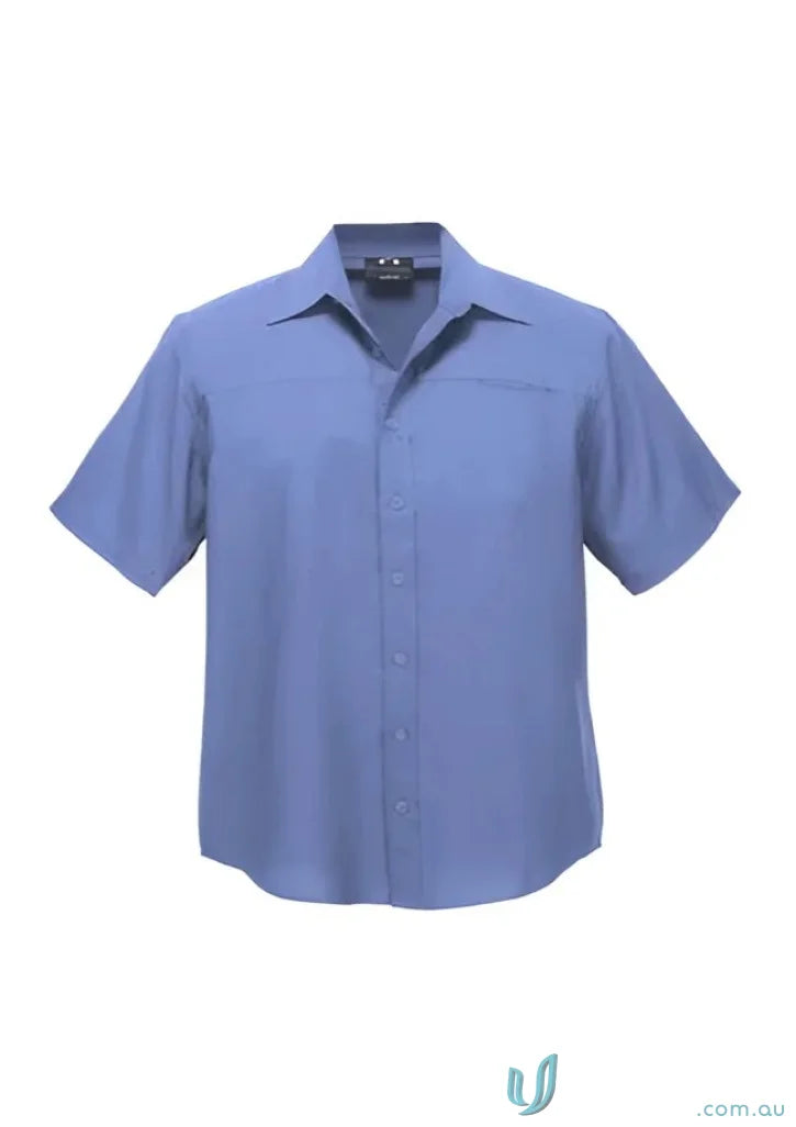 Blue short-sleeved Oasis Shirt for men, perfect men’s Oasis short sleeve style