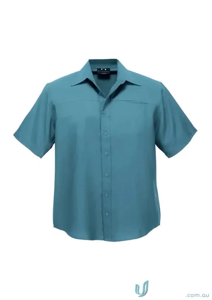 Teal men’s Oasis short sleeve shirt displayed in Mens Plain SS Oasis Shirt