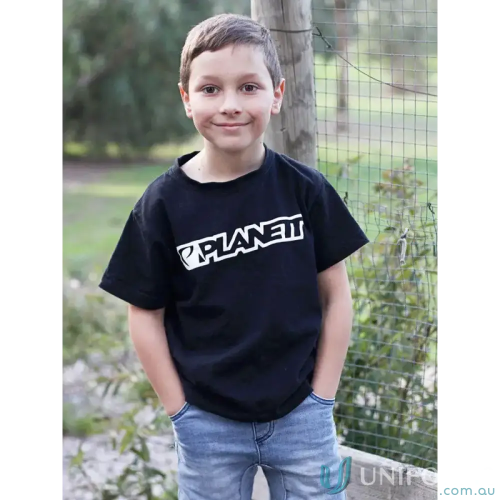 Boy’s black Planet11 t-shirt.