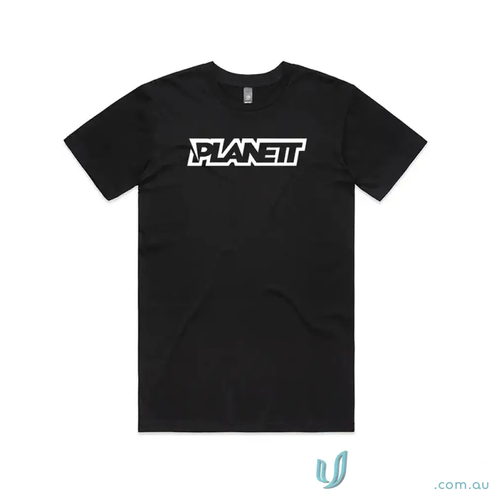 Black Planett Classic Tee short-sleeve t-shirt with white block letters, comfy combed cotton