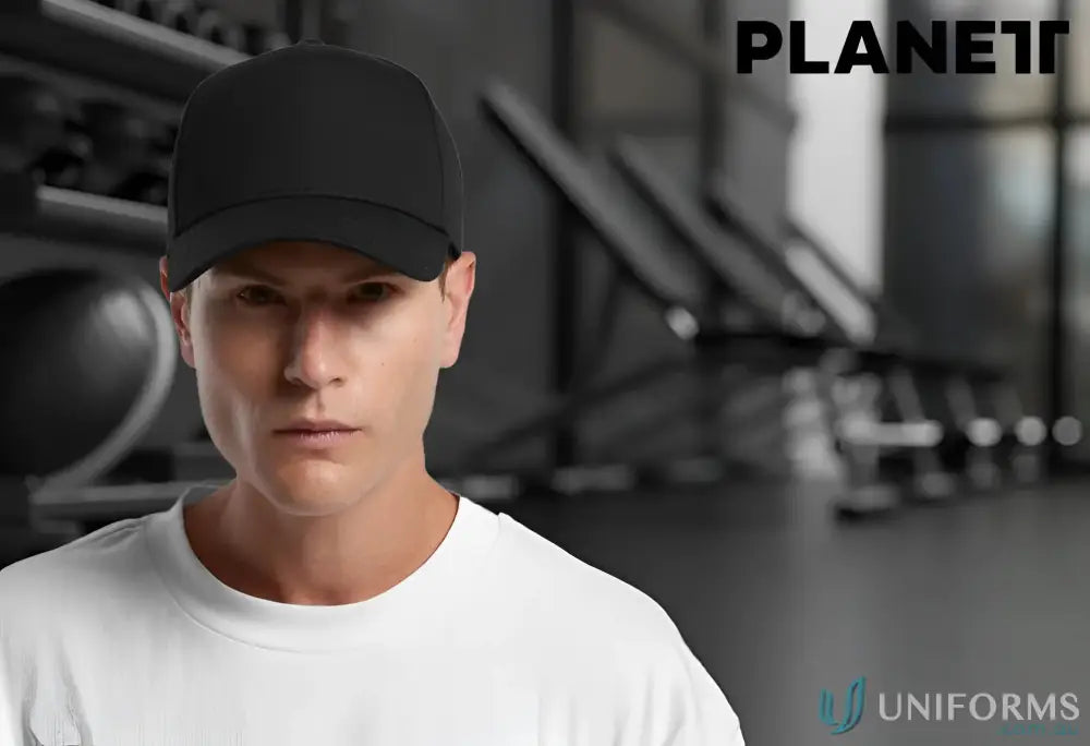 Man modeling Planett Frame Cap with curved peak, plastic snapback, tonal under-peak lining