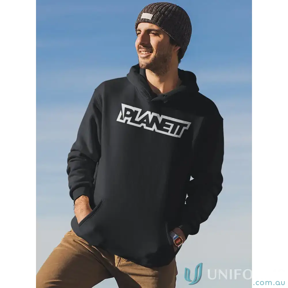 Black Planett Hike Hoodie made from ethically sourced Australian cotton 320gsm pullover